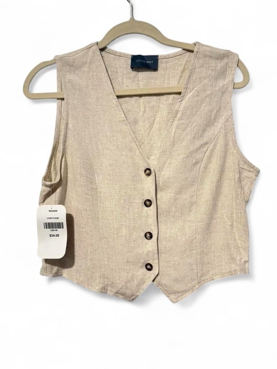 Hudson Gray Tops - NWT Hudson Gray tan linen blend vest women’s large